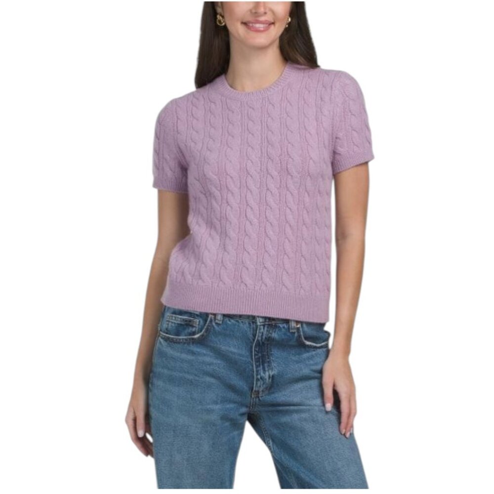 VINCE Wool And Cashmere Blend Cable Knit Tee
